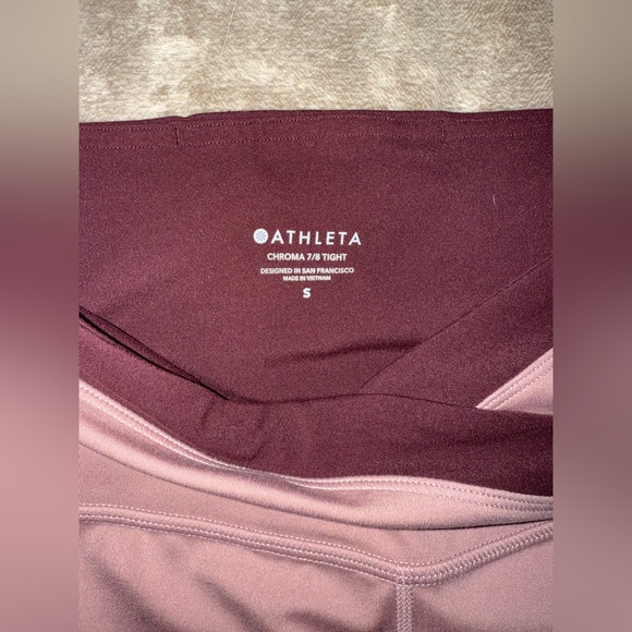 ATHLETA Chroma Colorblock Legging 7/8 in Pink & Maroon Size Small - Picture 2 of 4